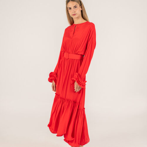 RUBIE RED MIDI DRESS
